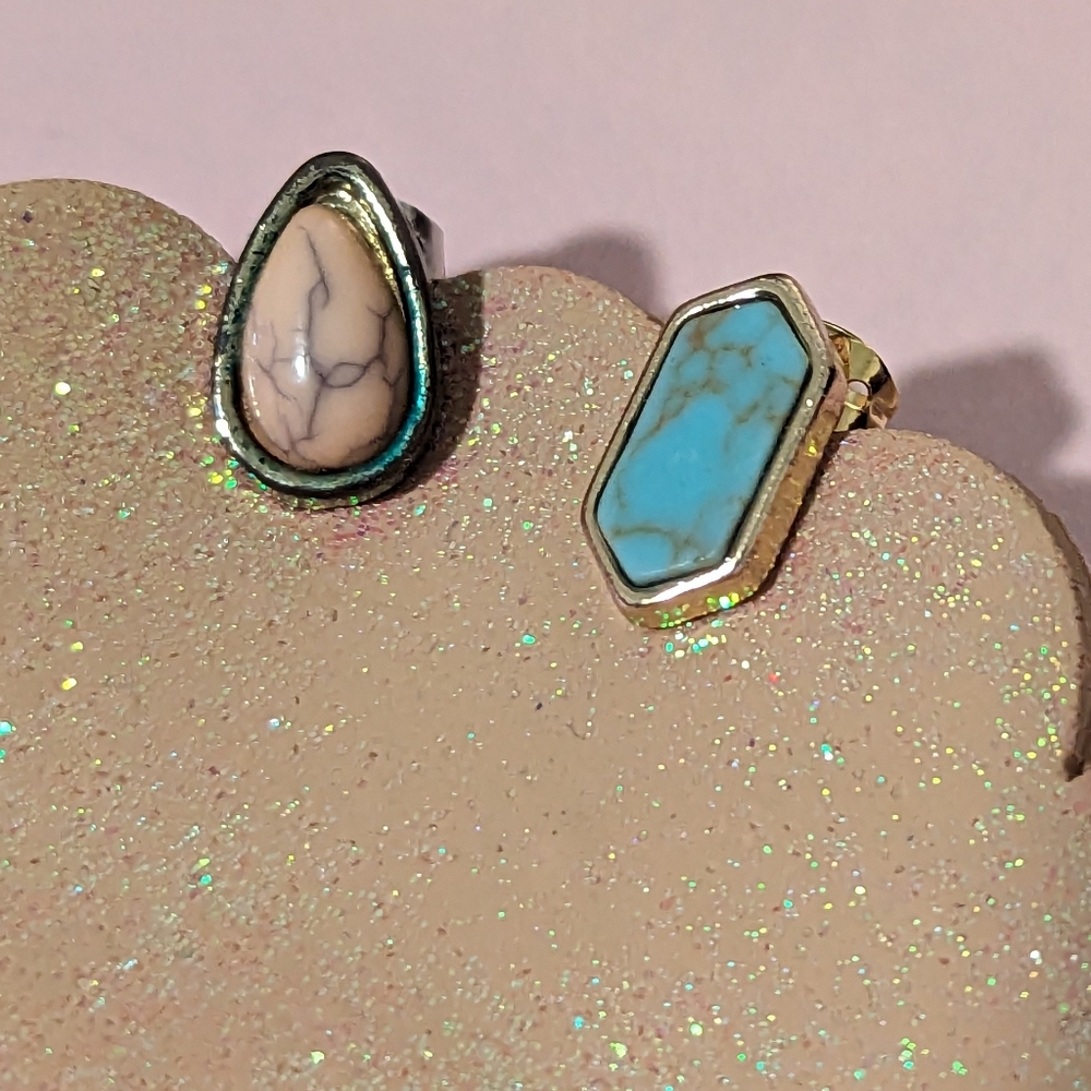 2 For $5 Item: Mismatched Marble Affect Stud Earrings
